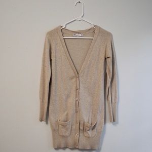Zara Long Cardigan with Suede Elbow Patches